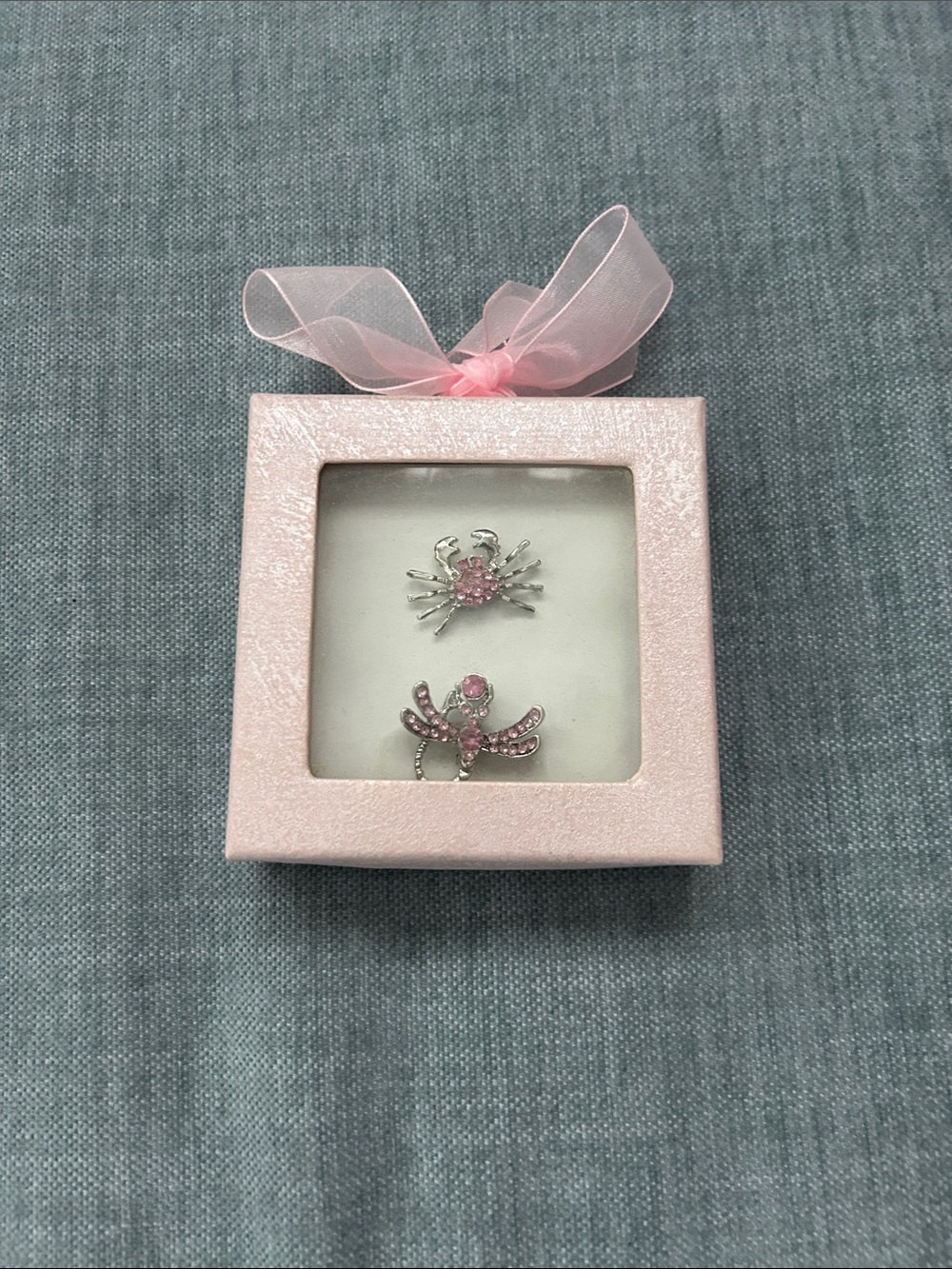 2 Pink and Silver Sea Animals Pins